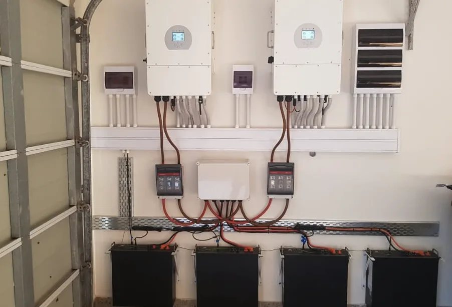 Wall-mounted inverter and battery installation